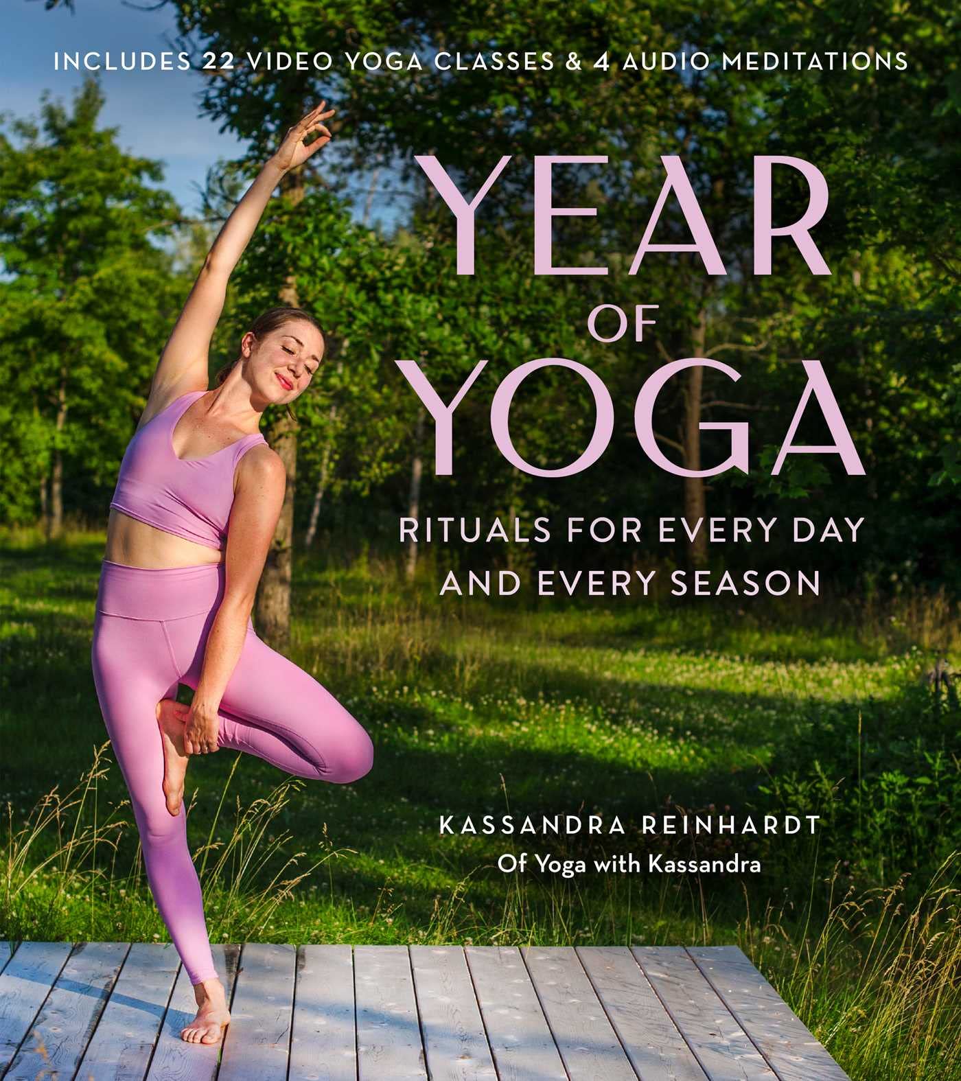 Paperback book titled "Year of Yoga" by Kassandra, featuring rituals for daily and seasonal yoga practices, published by Mandala Publishing.