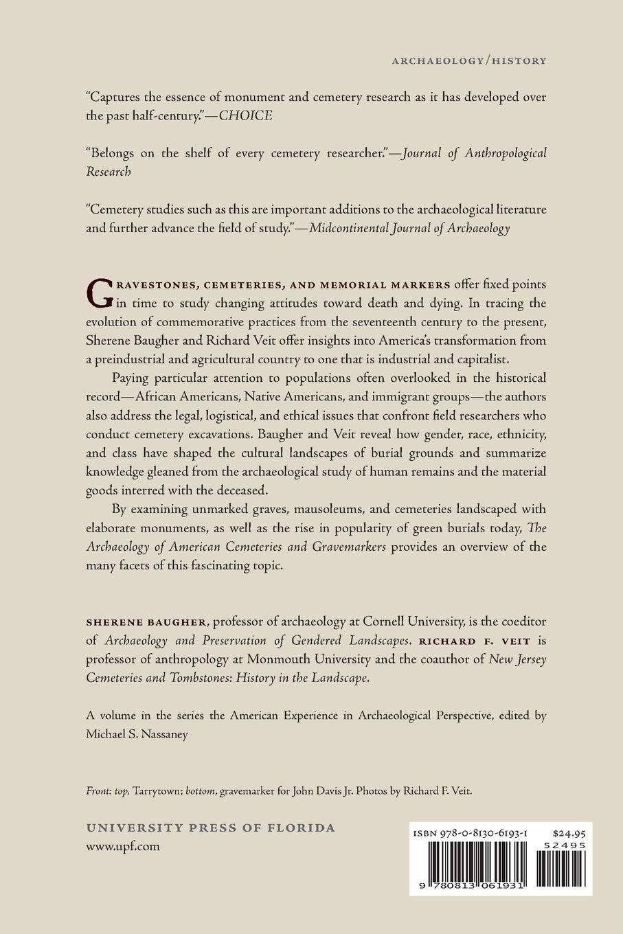 The Archaeology of American Cemeteries and Gravemarkers Social Science | Archaeology Baugher, Sherene