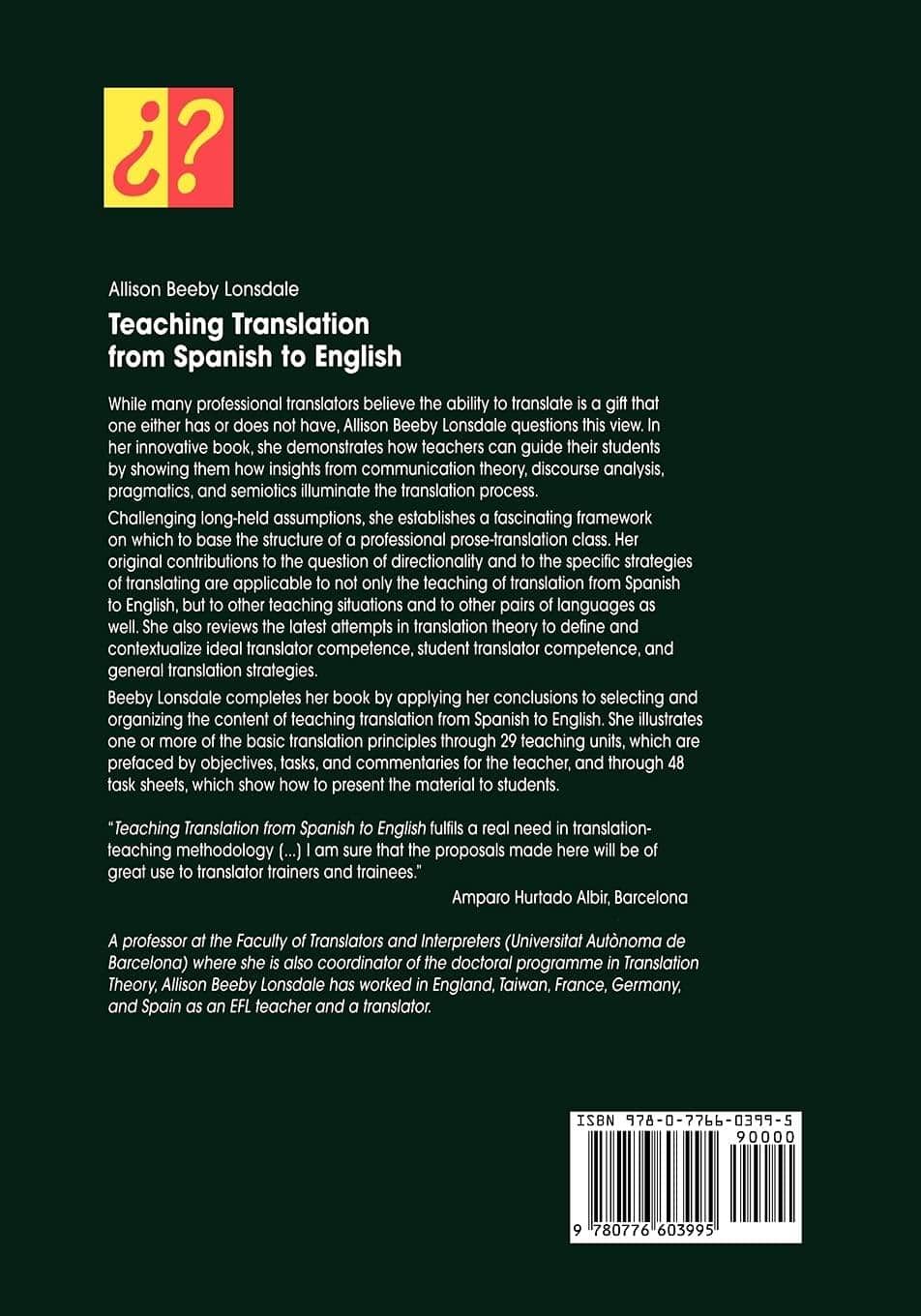 Teaching Translation from Spanish to English: Worlds Beyond Words Education | General Beeby-Lonsdale, Allison