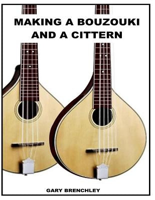 Paperback book titled "Making a Cittern and a Bouzouki" showing detailed illustrations of craft techniques for string instruments.