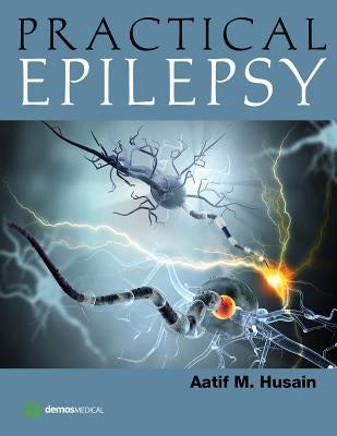 Paperback book titled "Practical Epilepsy" by Demos Medical Publishing, featuring a cover with medical illustrations and text.