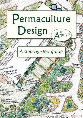 Paperback book titled "Permaculture Design: A Step-By-Step Guide" by Permanent Publications, featuring a cover with eco-friendly illustrations.