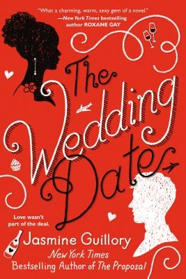 Paperback copy of "The Wedding Date" novel by Berkley Books, featuring the book cover with romantic design and title text.