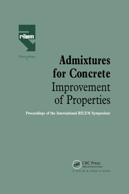 Paperback book titled "Admixtures for Concrete" by CRC Press, featuring a cover with technical illustrations and text on concrete admixtures.