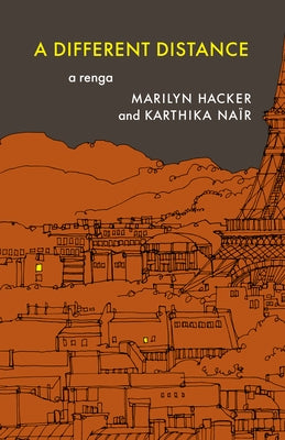 Paperback copy of "A Different Distance: A Renga" by Milkweed Editions featuring the book cover with poetic artwork and title.