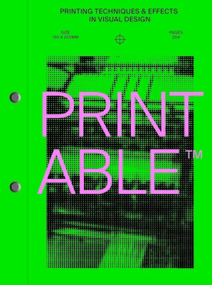 Paperback book titled "Printing Techniques and Effects in Visual Design" by Victionary, featuring pages with printing technique illustrations.