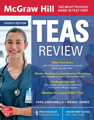 Paperback McGraw Hill Teas Review, Fourth Edition book with cover showing title and publisher branding.
