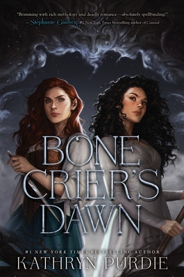 Cover image of the book "Bone Crier's Dawn" by Katherine Tegen Books, featuring dark, mystical artwork with a female character and moonlit background.