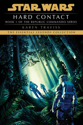 Paperback copy of "Hard Contact: Star Wars Legends" Republic Commando novel by Random House Worlds, showing the cover art.