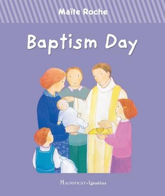 Magnificat Baptism Day greeting card with elegant design and religious imagery for celebrating a baptism occasion.