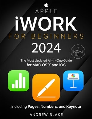 Paperback book titled "Apple iWork for Beginners" by Globereads, showing the cover with colorful graphics of Pages, Numbers, and Keynote.