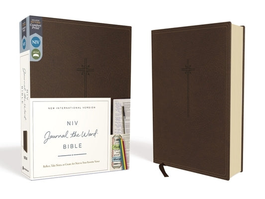 NIV, Journal the Word Bible, Imitation Leather, Brown, Red Letter Edition, Comfort Print: Reflect, Take Notes, or Create Art Next to Your Favorite Ver Bible Zondervan