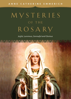 Paperback copy of "Mysteries of the Rosary" by Tan Books, featuring the Joyful, Luminous, Sorrowful, and Glorious Mysteries on the cover.