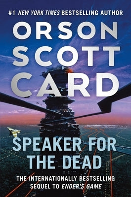Paperback copy of "Speaker for the Dead" by Orson Scott Card, published by Tor Books, with book cover and title visible.
