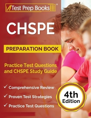 Paperback CHSPE preparation book by Test Prep Books featuring practice test questions and study guide for exam success.