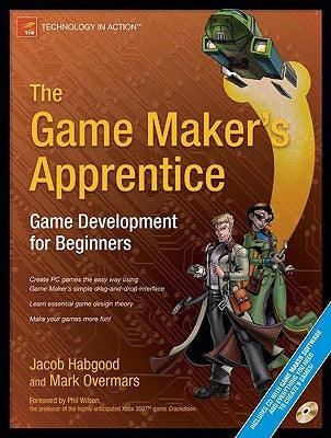 Paperback book titled "The Game Maker's Apprentice" by Apress, with a CD-ROM, showing the front cover and title.