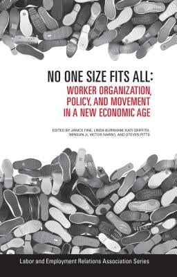 Paperback book titled "No One Size Fits All" by Labor and Employment Research Association, focused on worker organization and policy.