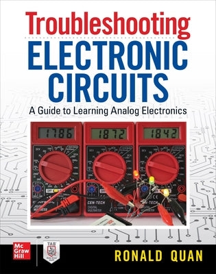 Paperback book titled "Troubleshooting Electronic Circuits" by McGraw Hill Tab, featuring a cover with electronic circuit diagrams.