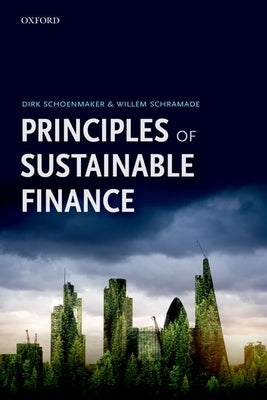 Paperback copy of Principles of Sustainable Finance by Oxford University Press, USA, featuring a green and white cover with financial graphics.