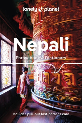 Paperback Lonely Planet Nepali Phrasebook and Dictionary featuring colorful cover and sample pages for language learning.