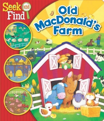 Old Macdonald's Farm seek and find board book by Sequoia Children's Publishing with colorful farm animal illustrations.