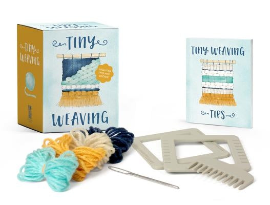 Rp Minis Tiny Weaving set with two mini looms for kids, featuring colorful yarn and weaving tools in a compact design.