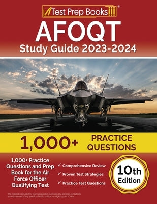 Test Prep Books AFOQT Study Guide 2023-2024 paperback with 1,000+ practice questions for Air Force Officer Qualifying Test preparation.