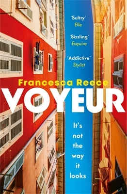 Paperback novel "Voyeur" by Tinder Press featuring a cover with abstract artwork and bold typography.