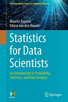 Paperback book titled "Statistics for Data Scientists" by Springer, featuring a cover with data analysis graphics and text.