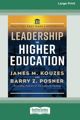 Paperback book titled "Leadership in Higher Education" by ReadHowYouWant, featuring large print text, with a focus on educational leadership.