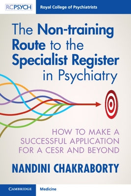 Paperback book titled "The Non-Training Route to the Specialist Register in Psychiatry" by Cambridge University Press, showing the cover design.
