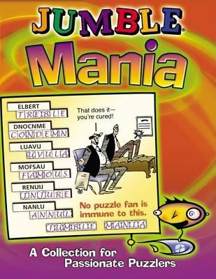 Cover of Jumble Mania puzzle book by Triumph Books, featuring colorful puzzle images for passionate puzzlers.