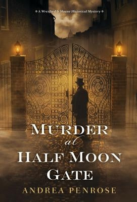Paperback copy of "Murder at Half Moon Gate" by Kensington Publishing, showing the book cover with title and author details.