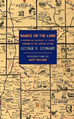 Cover of "Names on the Land" by New York Review of Books, showcasing the book's title and a portion of the cover design.