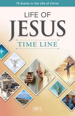 Detailed image of the Rose Publishing Life of Jesus Timeline pamphlet with historical events and key dates about Jesus' life.