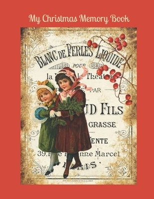 Vintage-style paperback Christmas memory book with pages for keepsakes, recipes, and stories, designed for holiday remembrance.