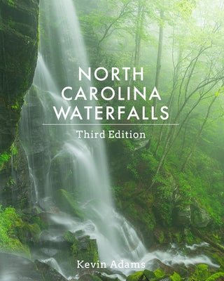 Paperback book titled "North Carolina Waterfalls" by Blair featuring scenic waterfall images on the cover.