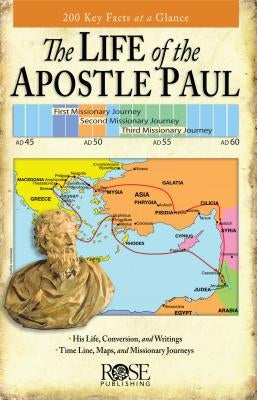 Paperback book titled "The Life of the Apostle Paul" by Rose Publishing featuring maps and timelines of Paul's journeys.