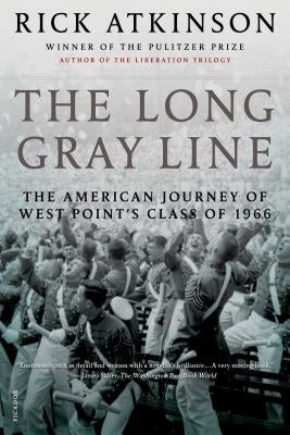 Cover of "The Long Gray Line" book by Picador USA, featuring a historic West Point graduation photo with cadets in uniform.