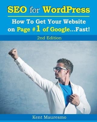Paperback book titled "SEO for WordPress" showing the cover with title and author, focusing on SEO strategies for WordPress websites.