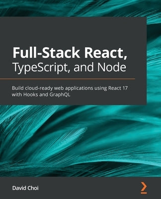 Paperback book titled "Full-Stack React, TypeScript, and Node" by Packt Publishing, showing the front cover with colorful design.