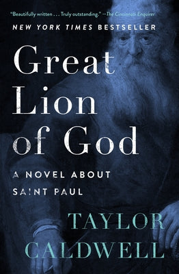Paperback edition of "Great Lion of God" novel about Saint Paul by Open Road Media, showing the book cover with title and author.