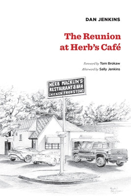 Paperback book titled "The Reunion at Herb's Cafe" by Texas Christian University Press, with a cover featuring a cozy cafe scene.