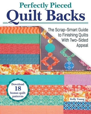 Paperback book titled "Perfectly Pieced Quilt Backs" by Landauer IL, featuring a colorful quilt design on the cover.