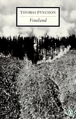 Paperback novel "Vineland" by Penguin Group, featuring a cover image with artwork and title text.