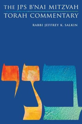 Jewish Publication Society's The JPS B'Nai Mitzvah Torah Commentary book with open pages showing Hebrew text and commentary.