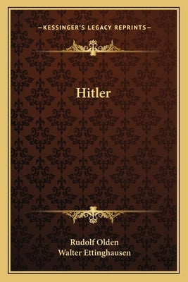Hitler Paperback Kessinger Publishing