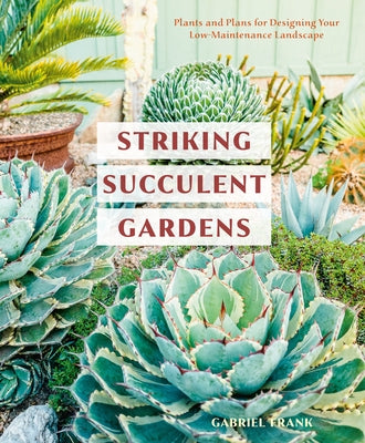 Open gardening book showing colorful succulent gardens with various low-maintenance plants for landscape design.