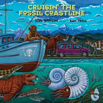 Cover of "Cruisin' the Fossil Coastline" book by Chicago Review Press, featuring an artistic map and fossil illustrations.