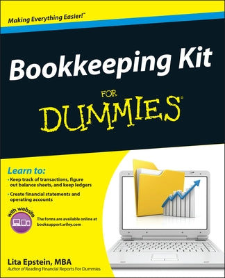Paperback Bookkeeping Kit for Dummies with CD-ROM, featuring the book cover and included CD-ROM in a clear image.